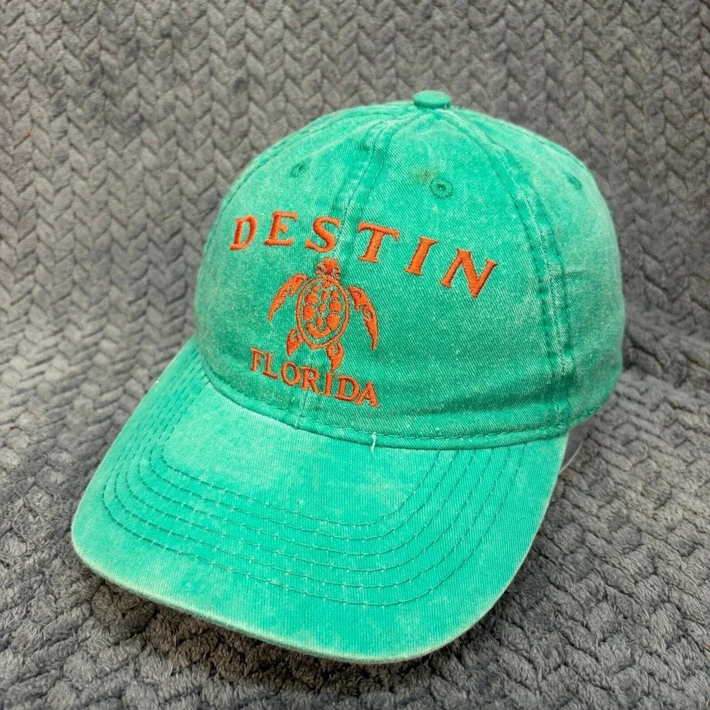 Alvins Island Destin Florida Sea Turtle Hat Green Pigment Dyed Baseball Cap